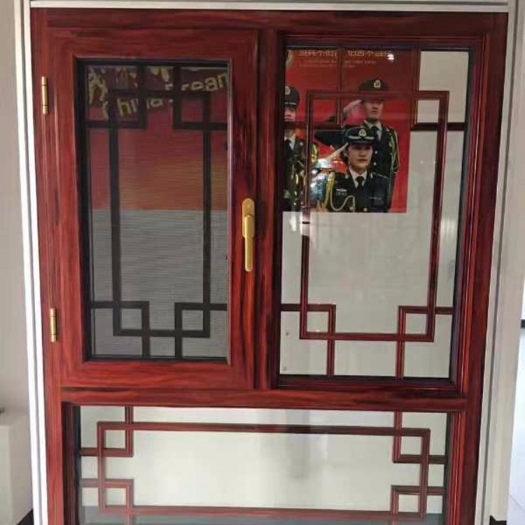 仿古木纹铝合金门窗 断桥铝合金仿古门窗 仿古铝合金门窗加工厂