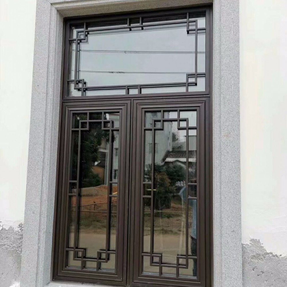 售楼部铝合金仿古门窗 书院仿古铝合金中式门窗 隔热铝合金仿古花格门窗批发